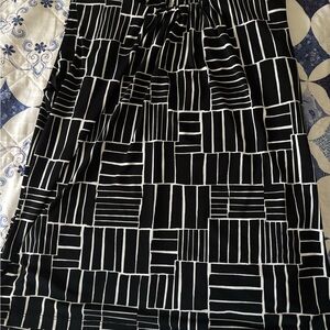 Calvin Klein Black and White Striped A-Line Skirt
